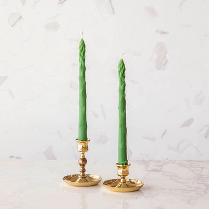 Green Asparagus Beeswax Taper Candle Set