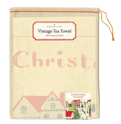 Front of Christmas Village linen bag