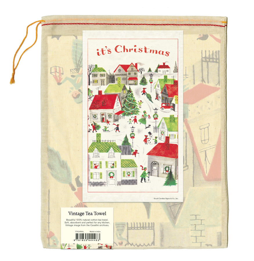 Back of Christmas Village linen bag