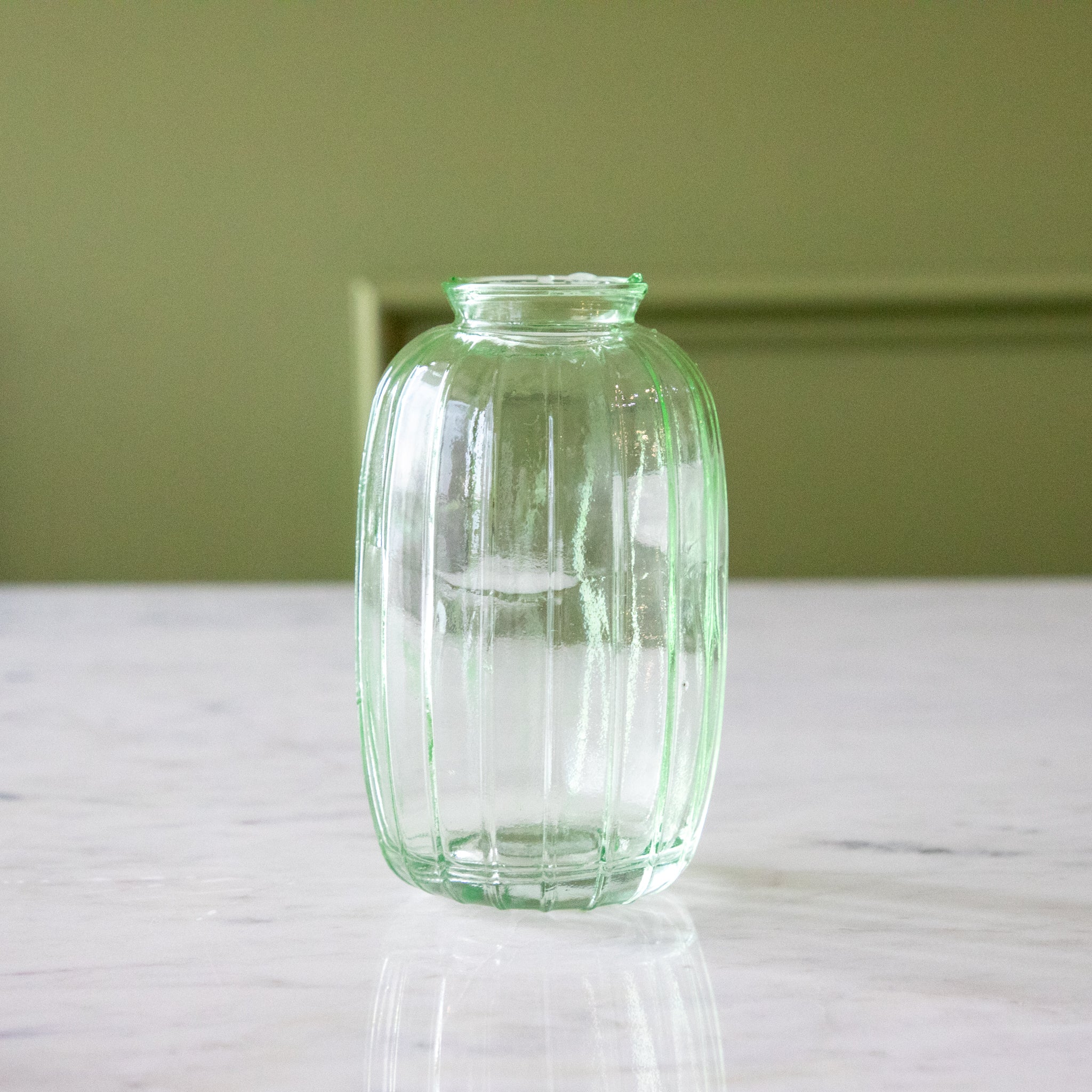 Green Glass Bud Vase.