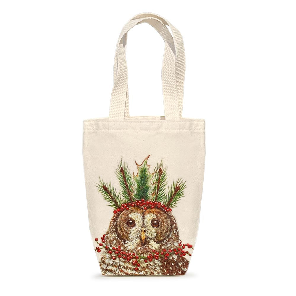 Canvas bag with image of an owl created by artist Vicki Sawyer