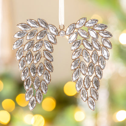 A Gem Angel Wing Ornament hanging.