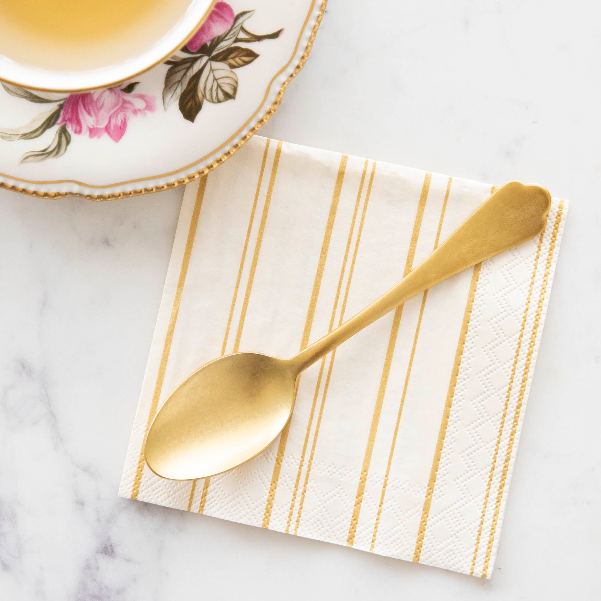 Antique Gold Stripe Cocktail Napkins