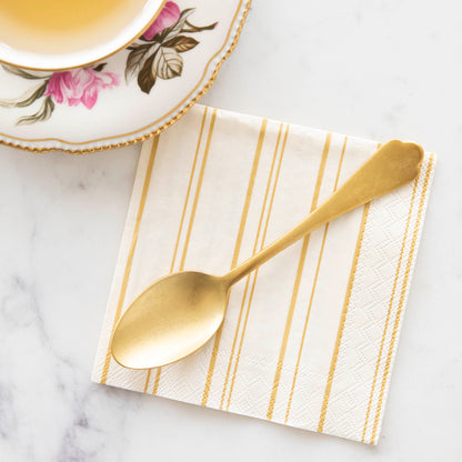 Antique Gold Stripe Cocktail Napkins