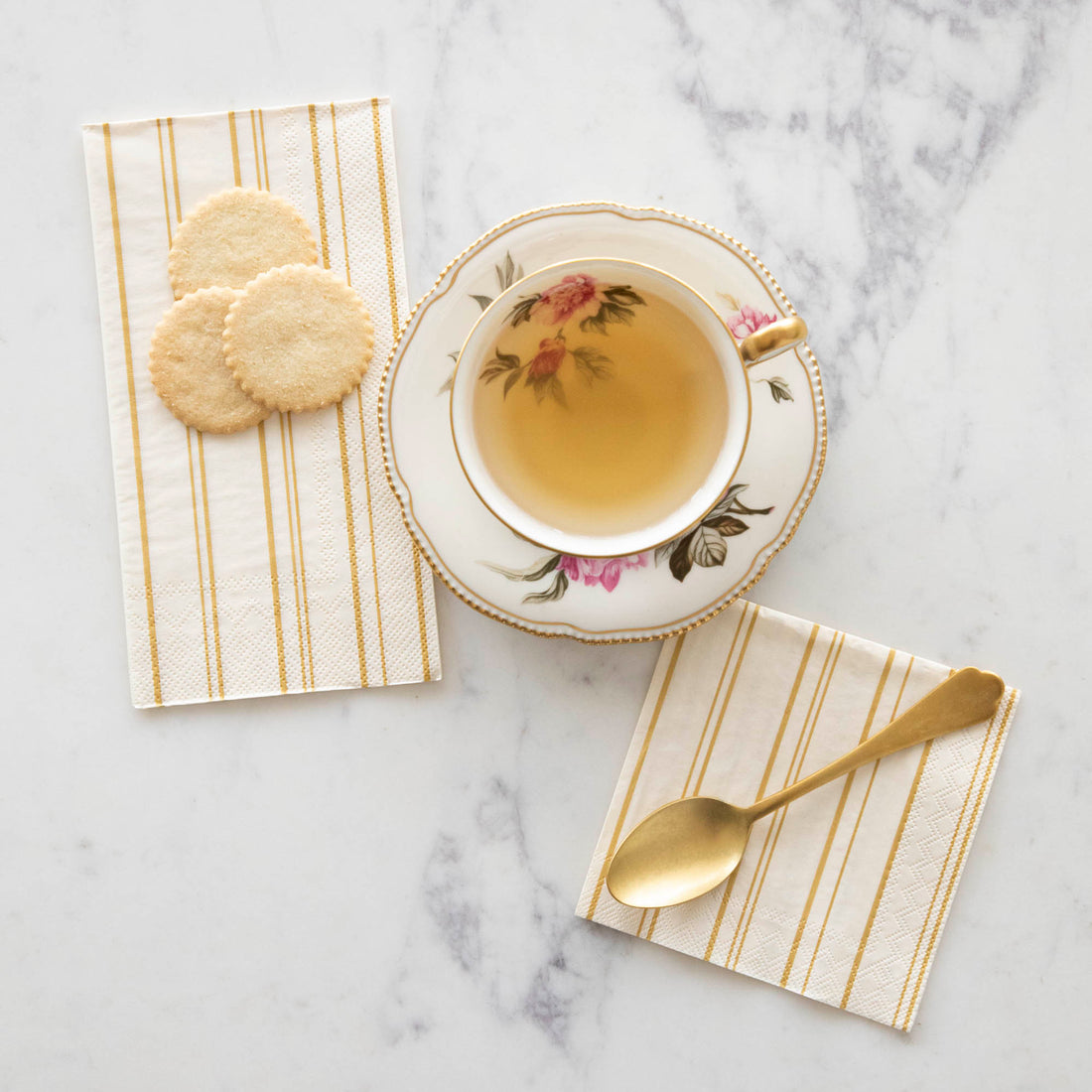 Antique Gold Stripe Cocktail Napkins