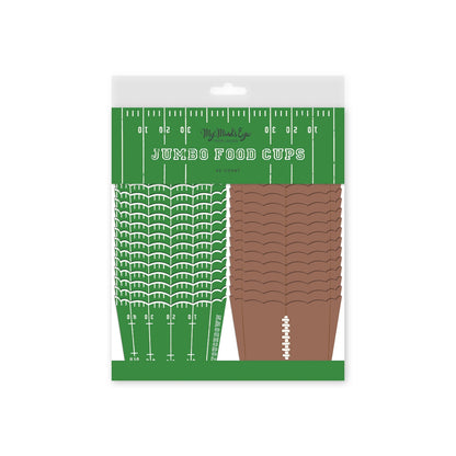 Package of football field and football paper jumbo food cups.