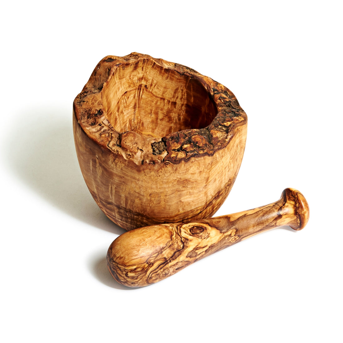 Free Form Natural Olivewood Mortar &amp; Pestle for grinding.