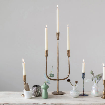 Hand-Forged Metal Candelabra with Antique Finish