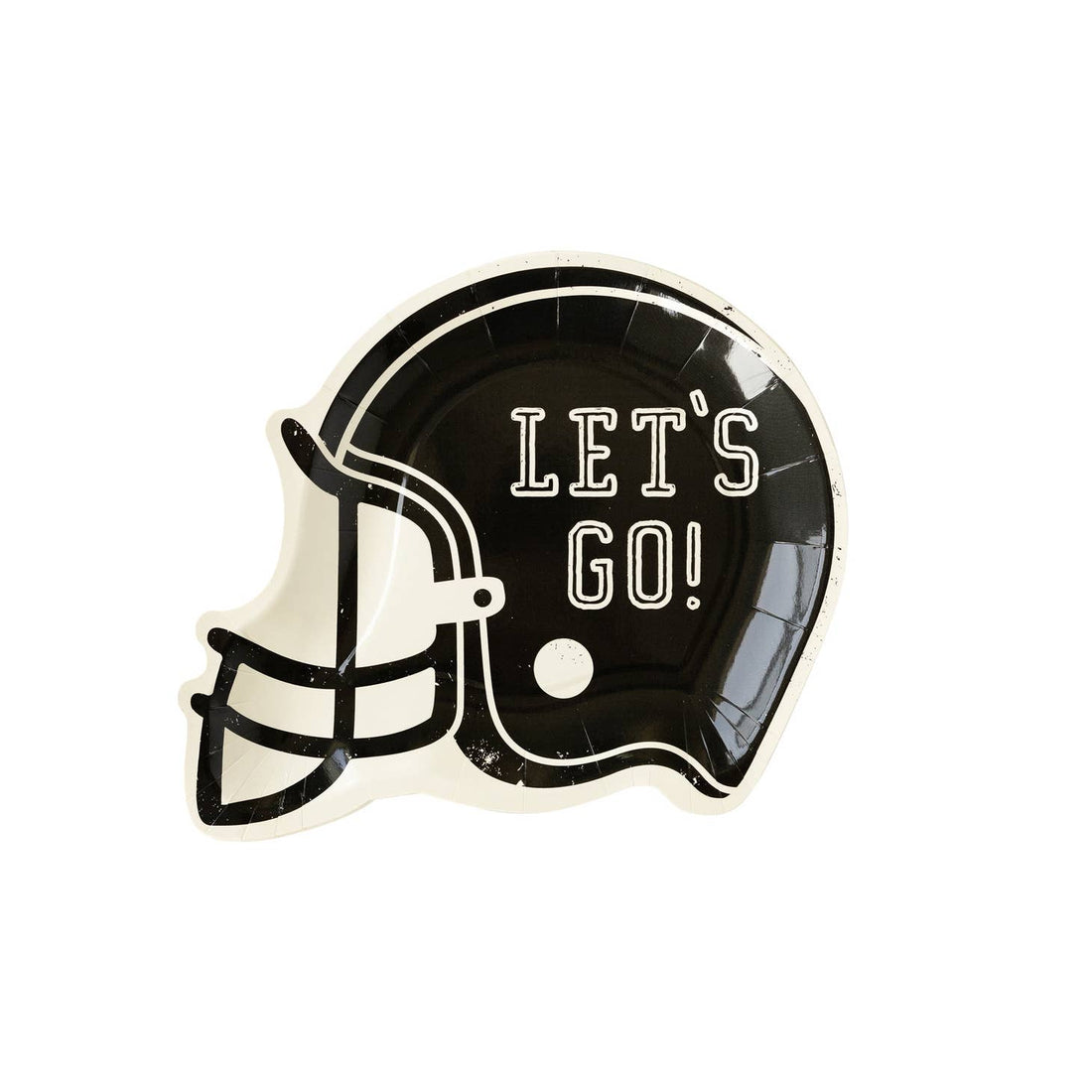 Football helmet paper plates with the words &quot;LET&