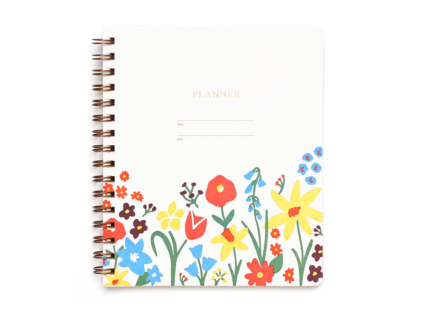 Super Blooms Undated Letterpress Planner with a place for a name and date and a flower design at the bottom.