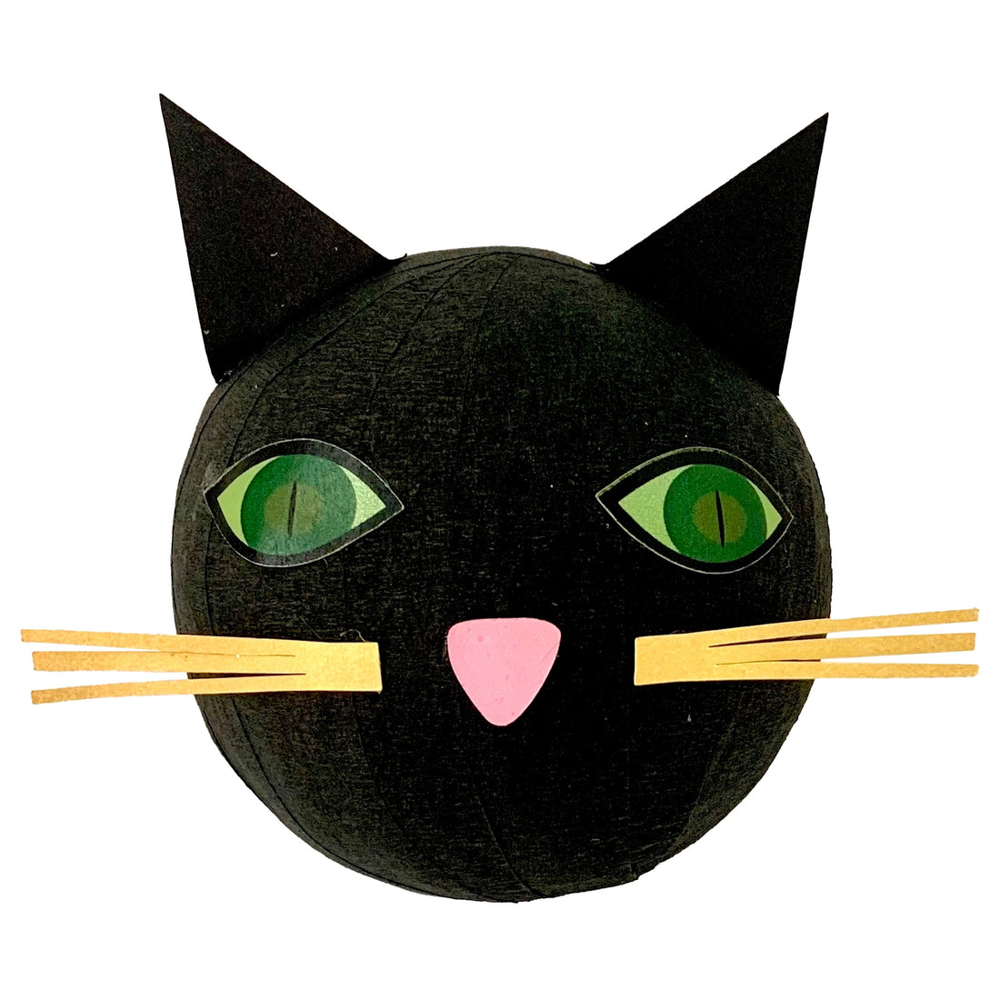 Close up of black cat surprize ball