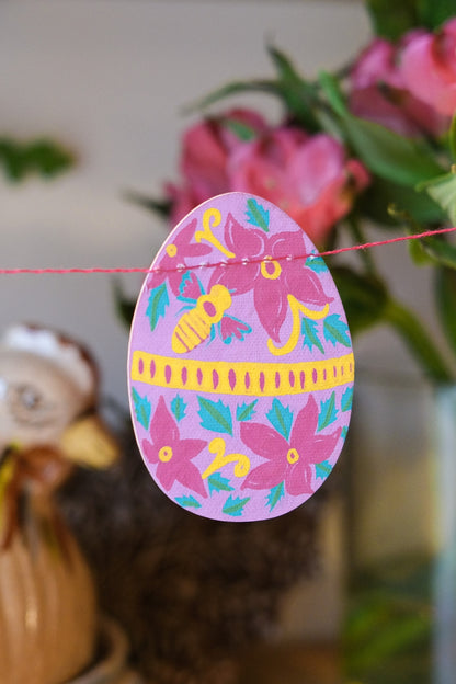 Close up of the Easter Egg Garland by East End Press. 