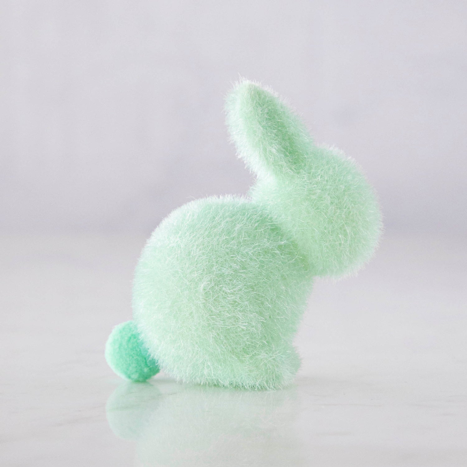 Small Flocked Pastel Seated Bunny w/ Pom Pom Tail