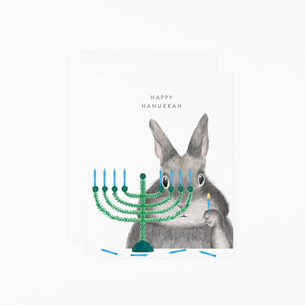 Bunny Lighting Menorah Card