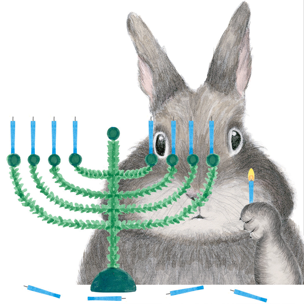 Bunny Lighting Menorah Card