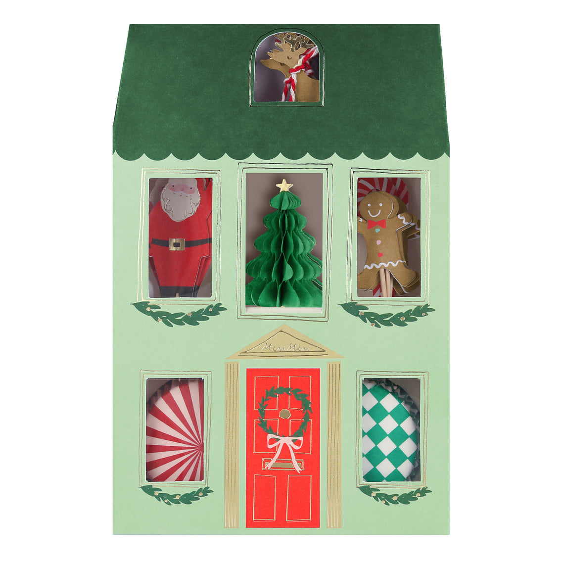 House shaped package for cupcake kit