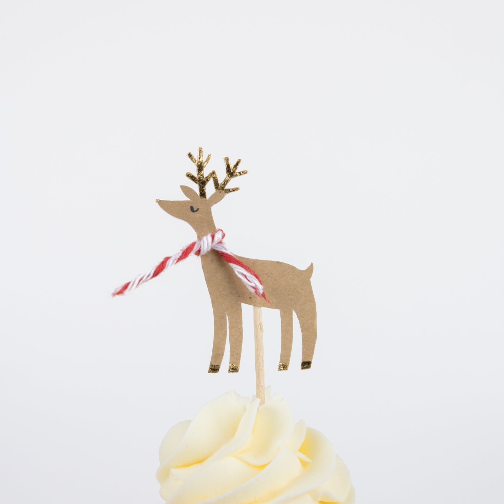 close up of reindeer cupcake topper