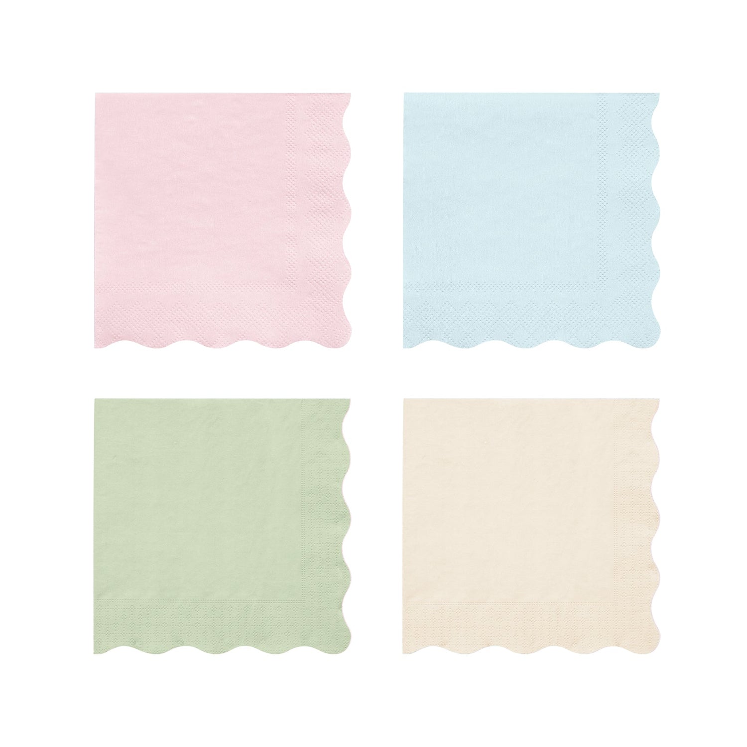 Four Ladurée Paris Assorted Napkins with scalloped borders from Meri Meri.