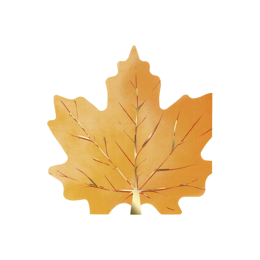 Maple Leaf Shaped paper napkin in varying gold colors.