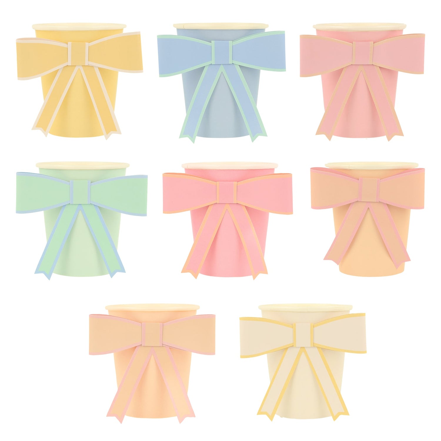 A set of Meri Meri Pastel Bow Cups on a white background.