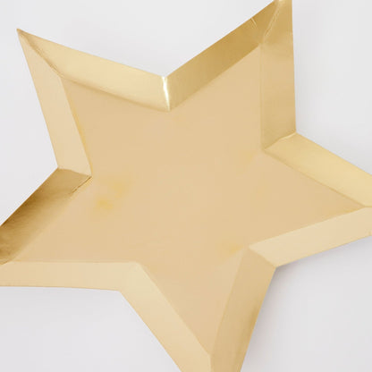 Close up of the gold star shaped plate