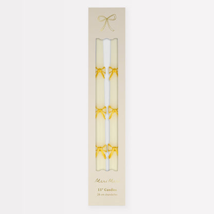 Gold Bow Candles in package