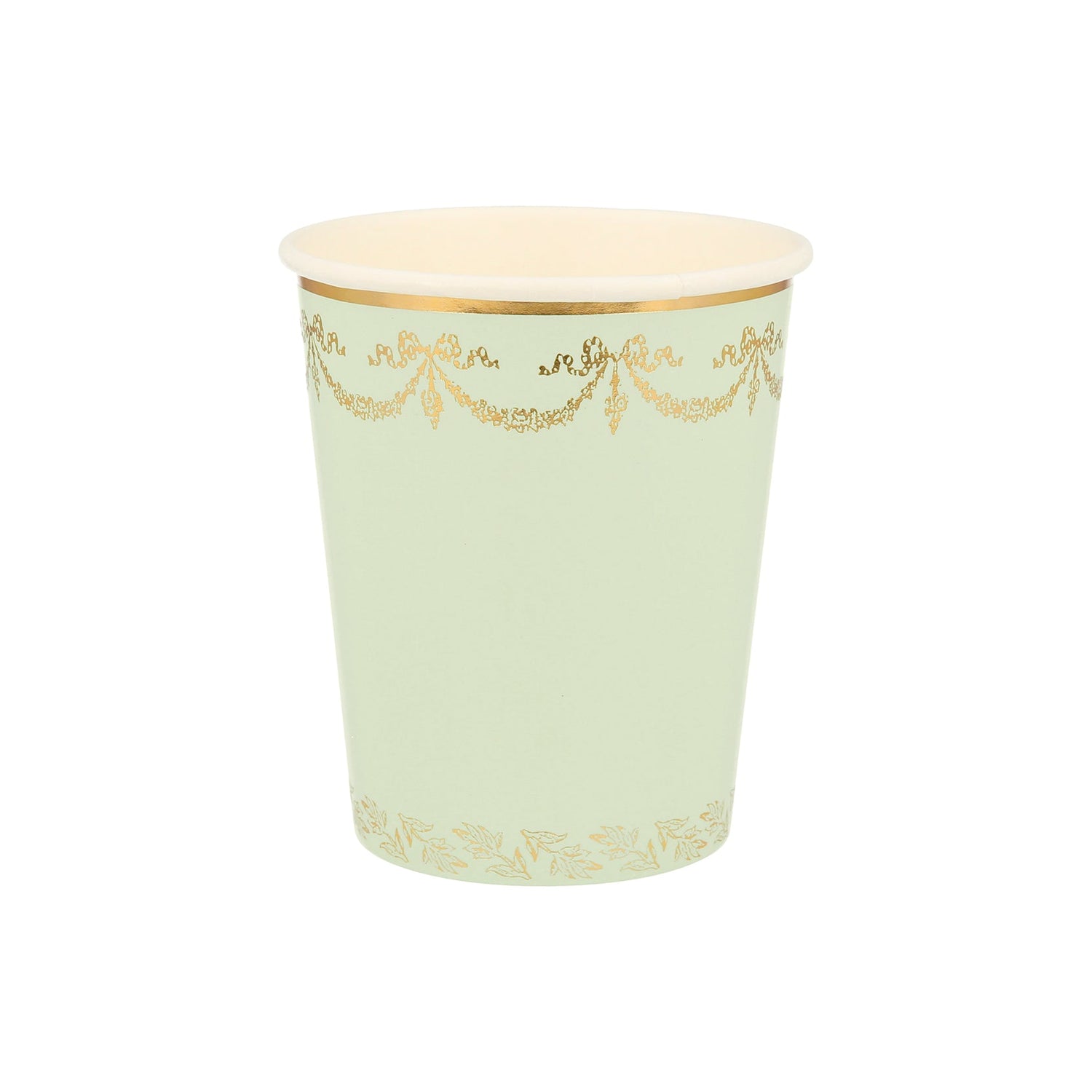 A green Meri Meri Ladurée Paris cup.