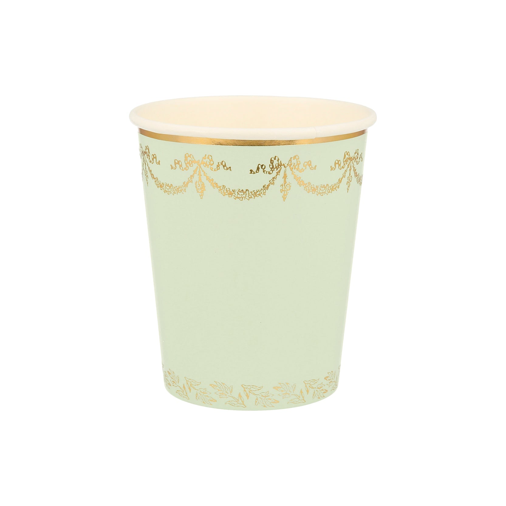 A green Meri Meri Ladurée Paris cup.