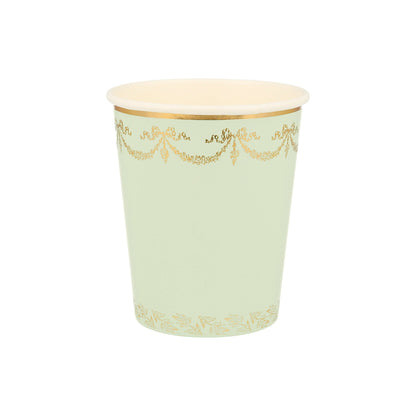 A green Meri Meri Ladurée Paris cup.