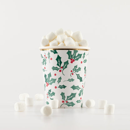 Holly Pattern Cup filled with marshmallows