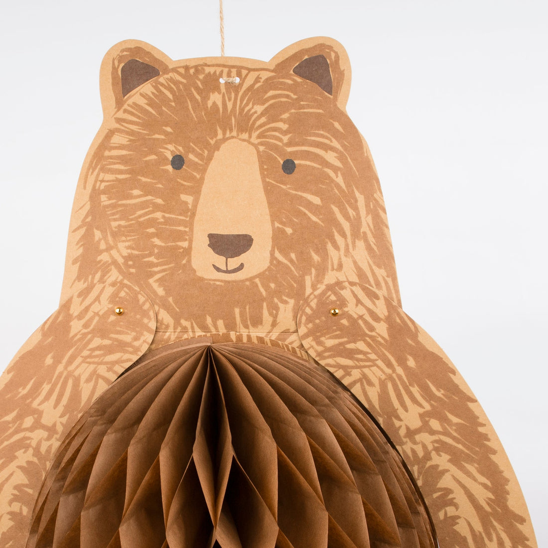 Giant hanging bear decorations with tissue paper honeycomb details by Meri Meri.