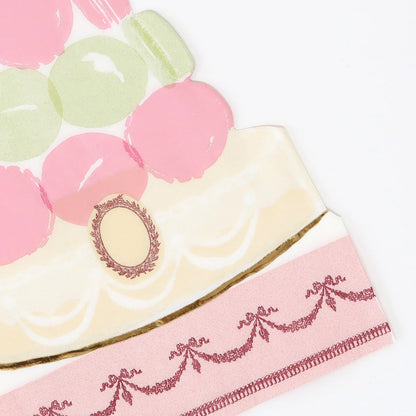 An image of a Meri Meri Ladurée Paris Macaron Pyramid Napkins, elegantly embellished with gold foil.