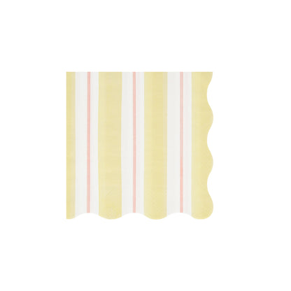 Meri Meri Preppy Stripe Napkin with yellow, red and white stripes. 