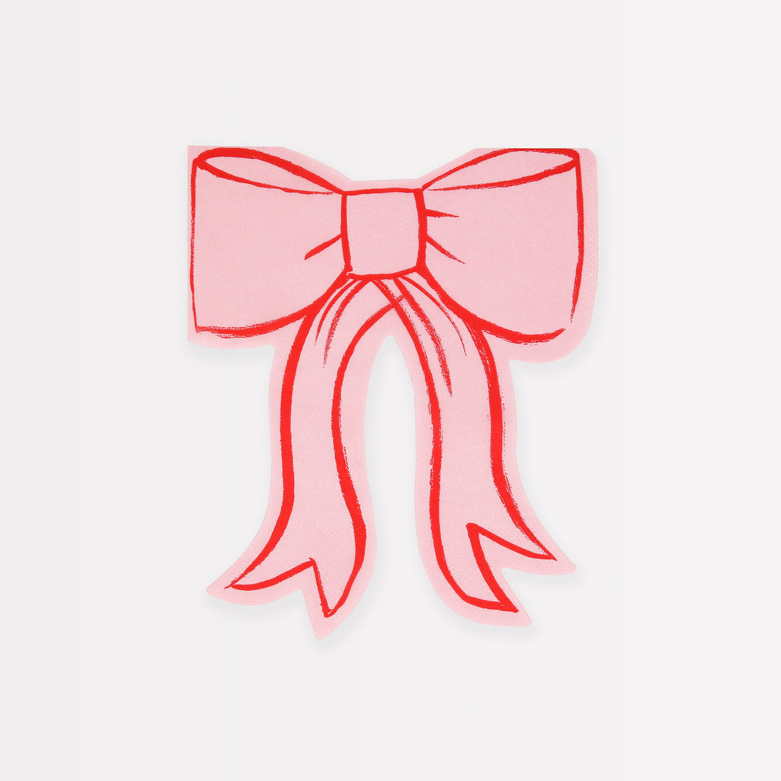 Pink bow shaped napkin with red outline by Meri Meri. 