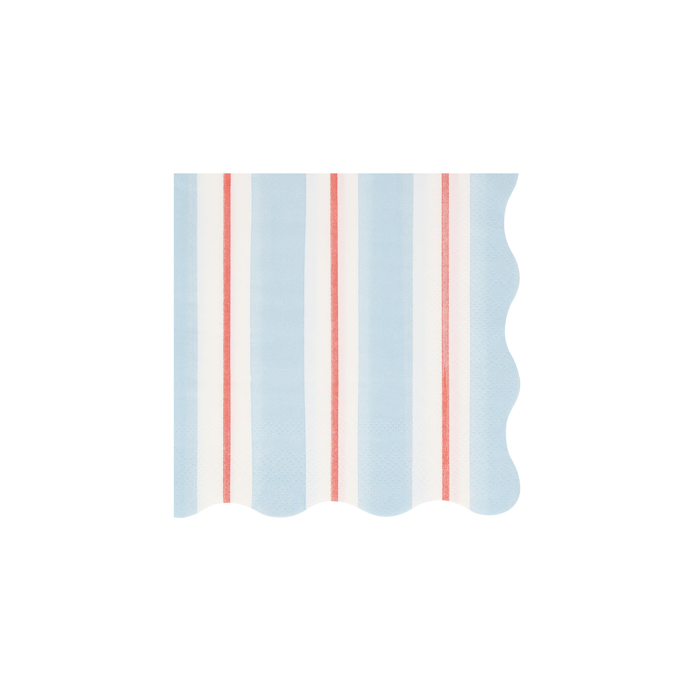 Meri Meri Preppy Stripe Napkin with blue, red and white stripes. 