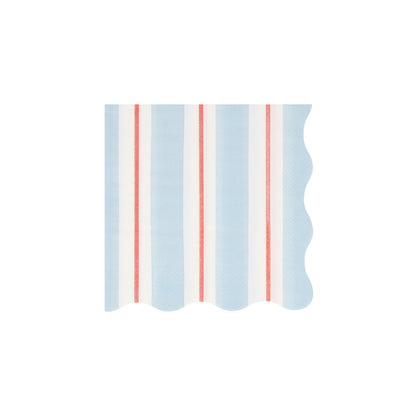 Meri Meri Preppy Stripe Napkin with blue, red and white stripes. 