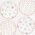 Meri Meri paper plates with two different floral patterns, ditsy clusters and posy bouquets and a scalloped red border.