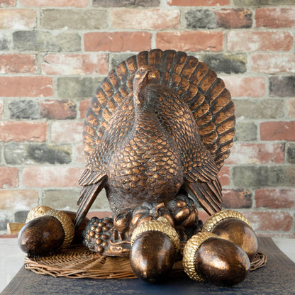 Antiqued Bronze Turkey Centerpiece