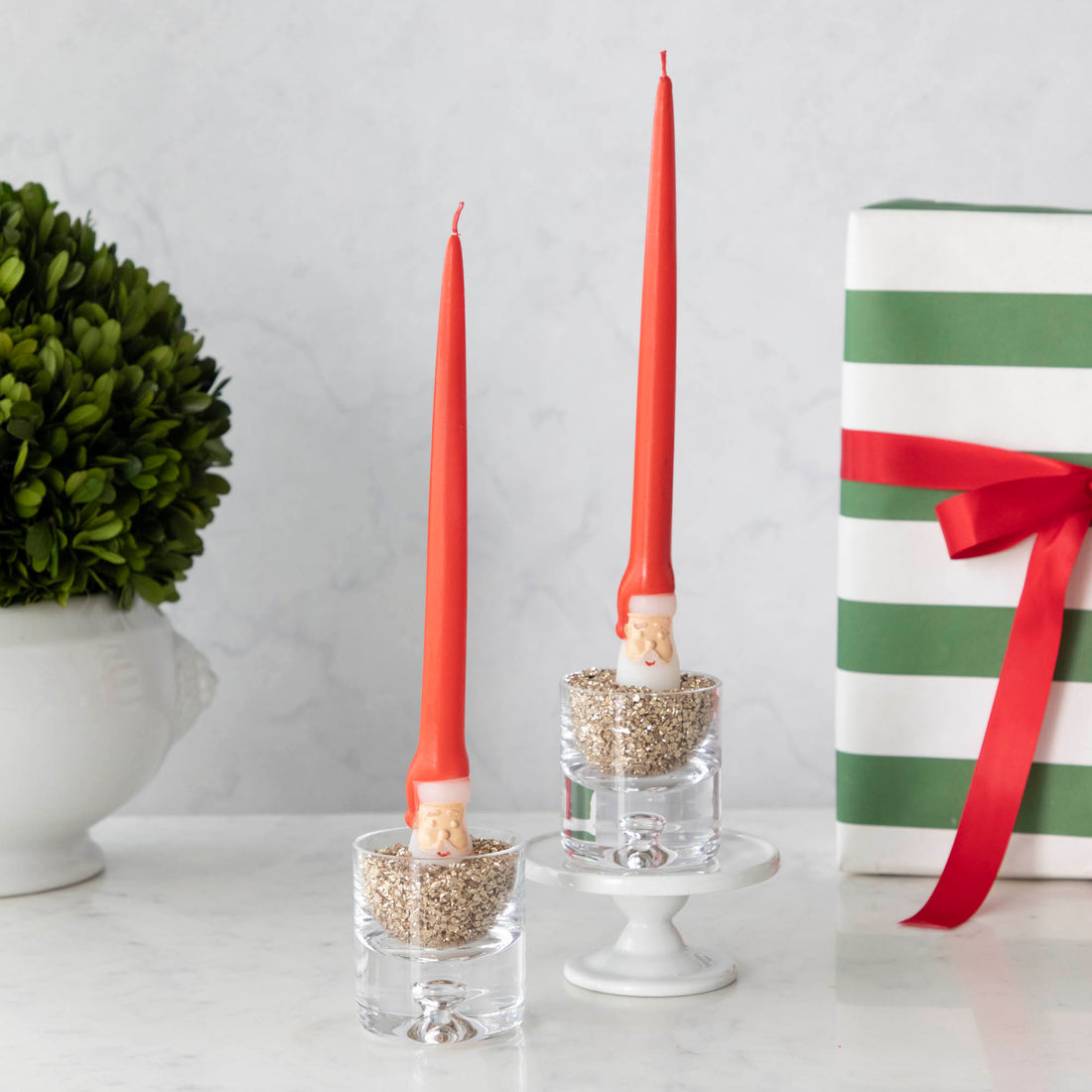 Unscented Santa Taper Candles, Set of 2