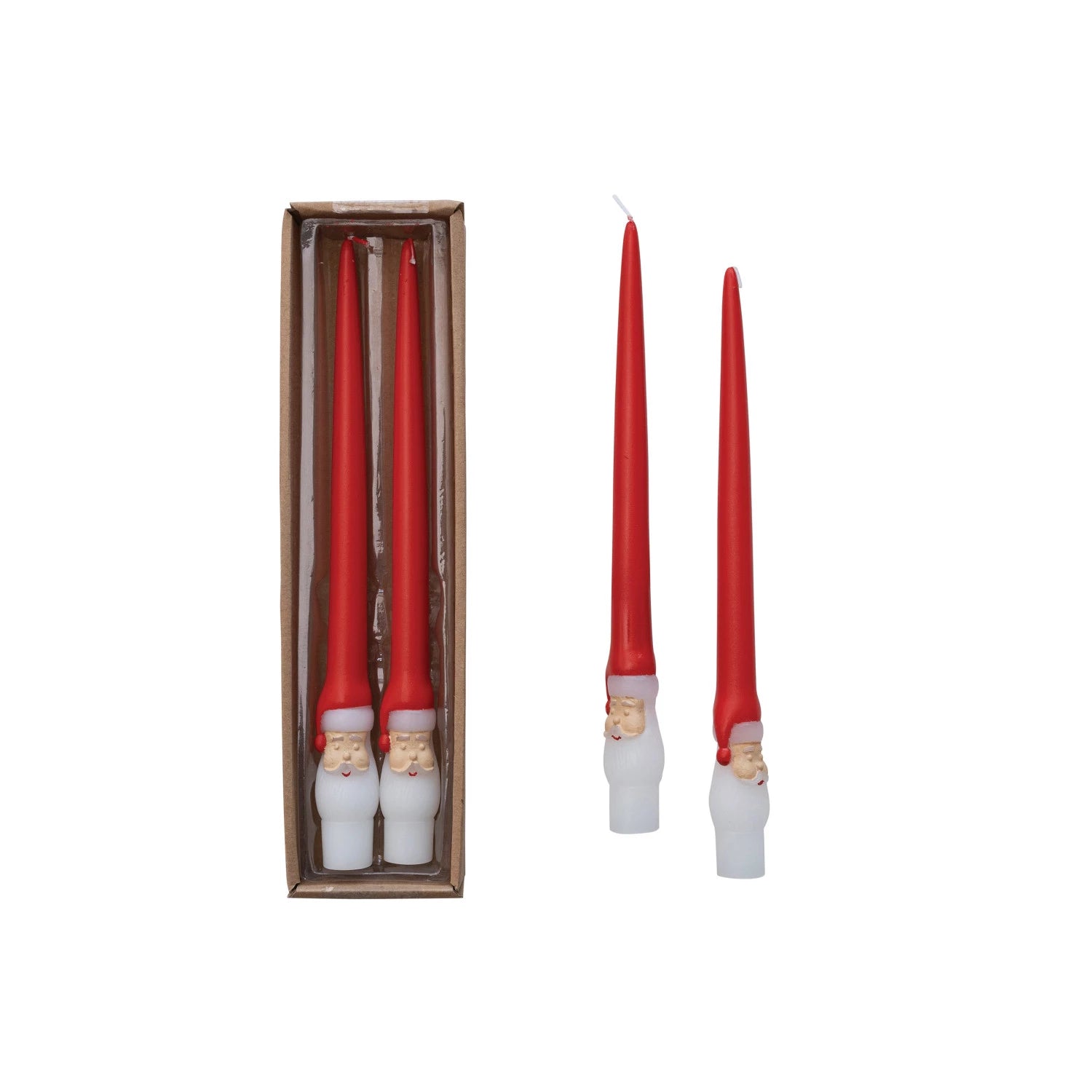 Unscented Santa Taper Candles, Set of 2