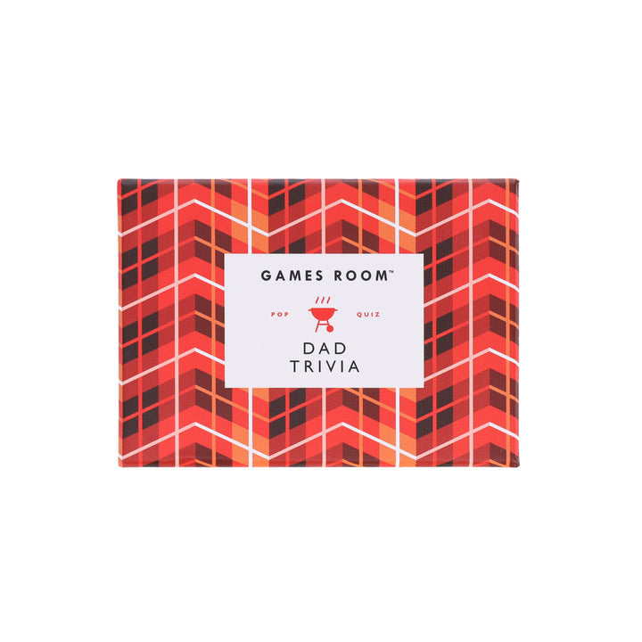 A Chronicle Books Dad Trivia box with a red and black plaid pattern.