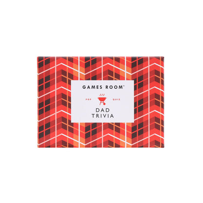 A Chronicle Books Dad Trivia box with a red and black plaid pattern.