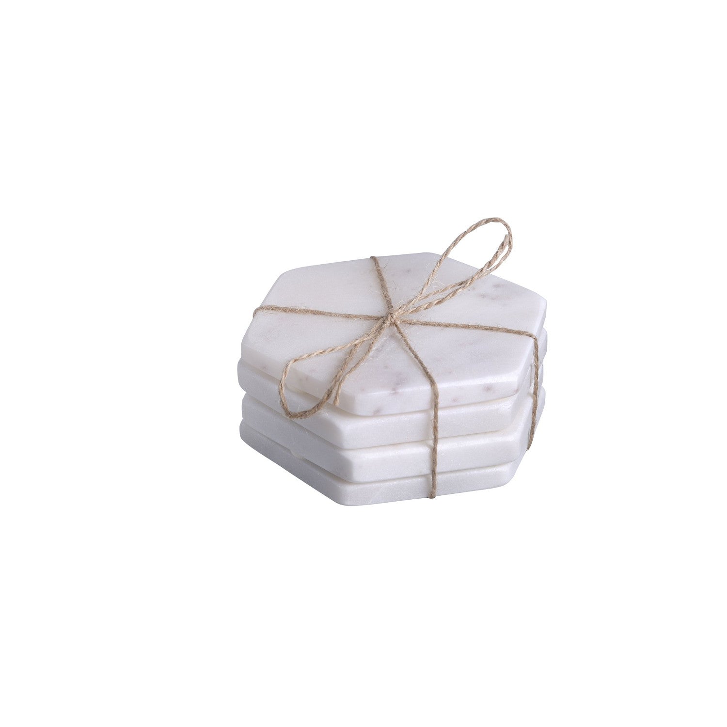 Set of 4 White Marble Hex Coasters