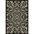 Ornate symmetrical floral and botanical pattern on a dark background, designed as a medallion on a Spicher and Company Blackjack Vinyl Rug - Pattern 39.