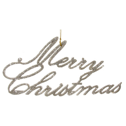 Champagne Merry Christmas Ornament on a white background.