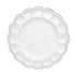 An empty white Arte Italica Bella Bianca Beaded Salad Plate viewed from above.