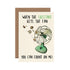 A funny illustration of a vintage green desk fan with several mushrooms flying toward the blades, with the caption "When The Shitake Hits The Fan, You Can Count On Me!"