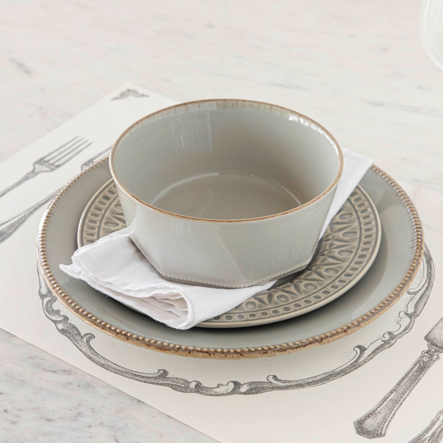 Cristal Grey Nacar Dinnerware