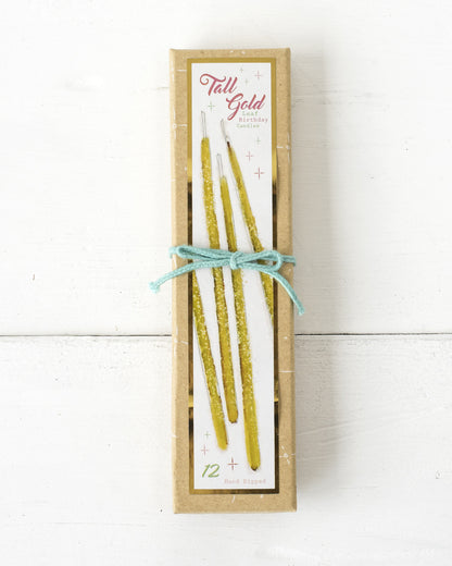 Tall Gold Party Candle Boxed Set of 12