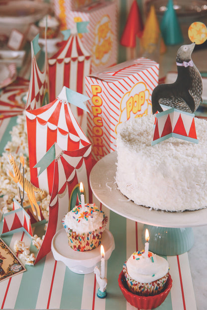 A red and white striped Hester &amp; Cook Circus Tent Centerscape.